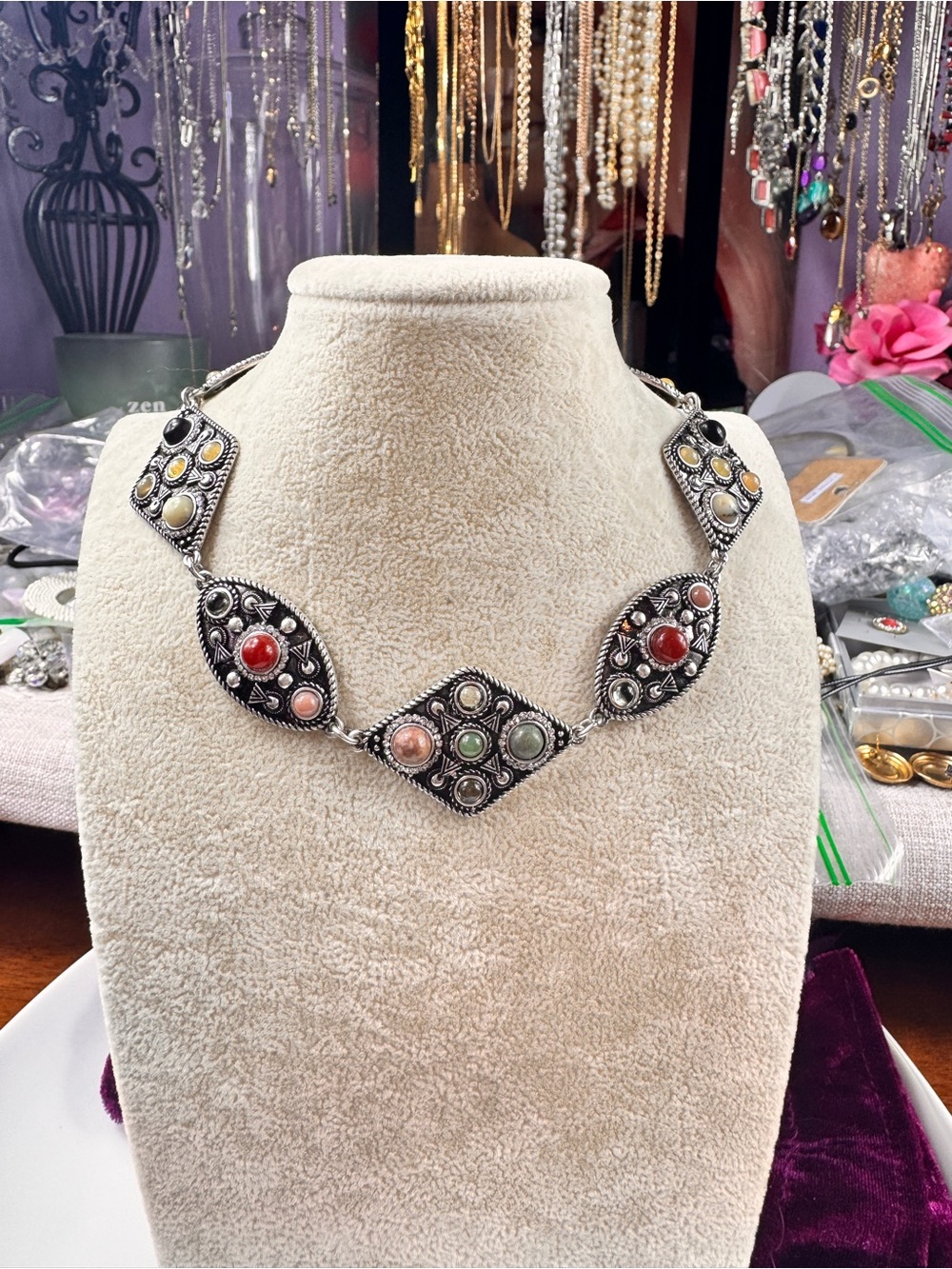 LYDELL NYC Semi-Precious Green & Yellow Accent Necklace